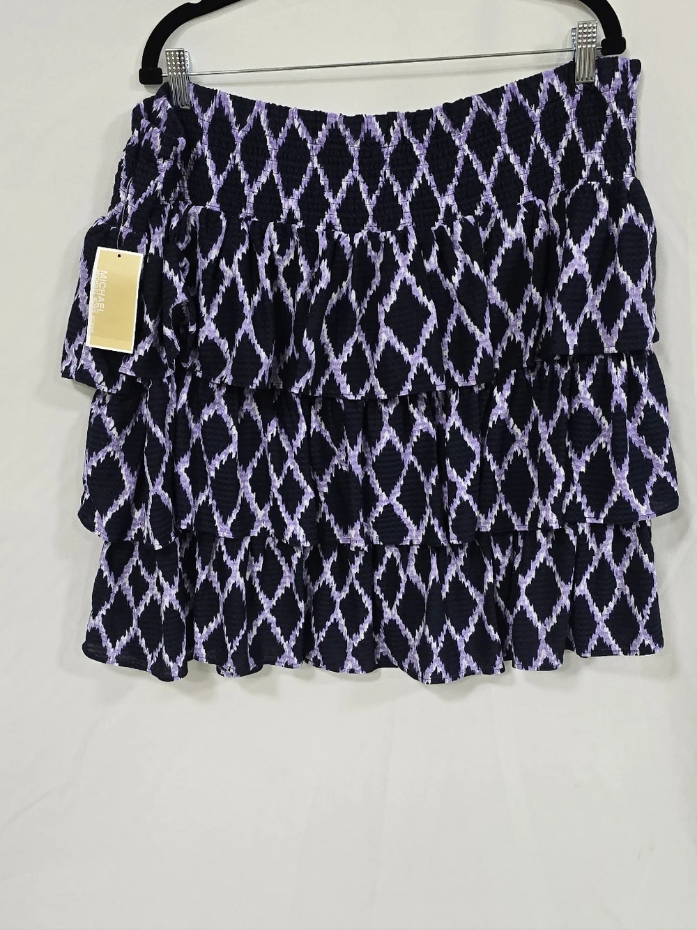 Michael Kors women plus size 2X Smock waist 3 Tie Ikat Skirt Layer boho - Picture 6 of 9